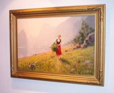 By the Fjord
by [url=http://en.wikipedia.org/wiki/Hans_Dahl]Hans Dahl[/url] (1849-1937), one of the most famous Norwegian painters, known primarily for his landscapes and genre paintings.

This picture is affectionately called "Heidi" by library staff members.
