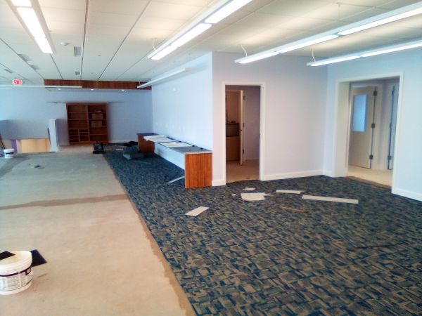 2nd Floor
Jan 21: Gluing carpet squares near the staff office entrance.
