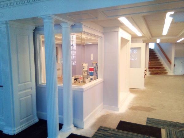 Teen Room
Jan 21: Window from lobby to teen room. The columns and trim are NOT as blue as pictured. Walls are light lavender, woodwork trim is white.
