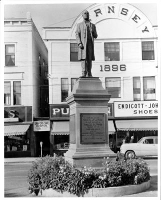 Goodall Statue
The statue of Thomas Goodall that today stands in Willard (or Central) Park was originally in the center of Sanford Square. The Garnsey Building is in the background - still in use as of 2024.
